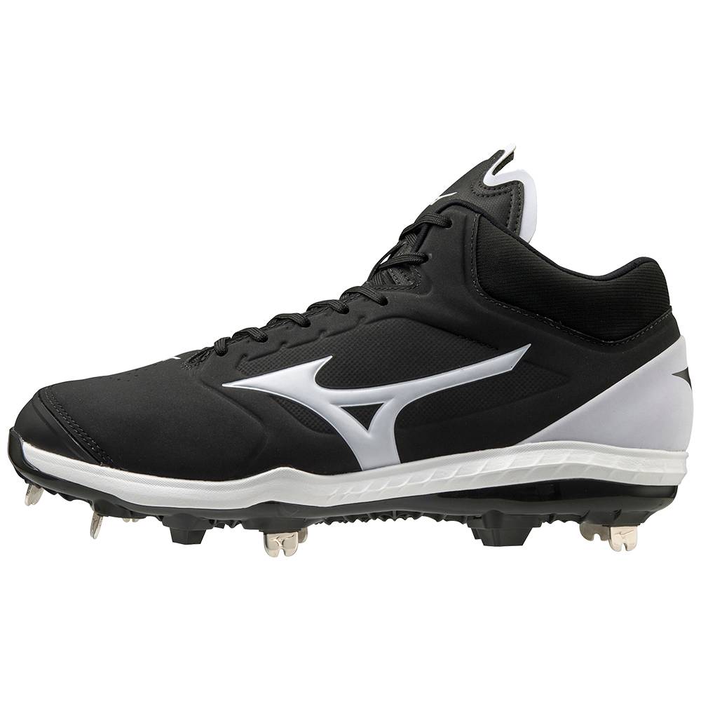 Mizuno Women's Sweep 5 Mid Metal Softball Cleats Black/White (320618-SQI)